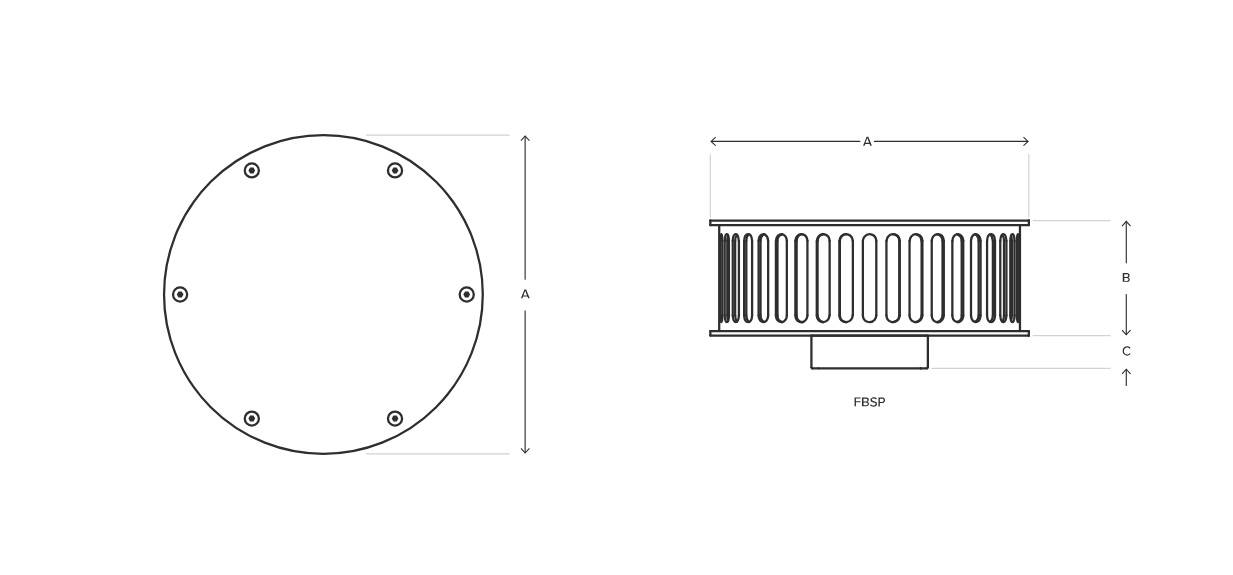 High Flow Suction Strainer Drawing